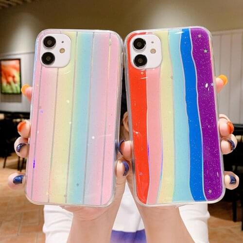 LOVECOM Rainbow Colorful Phone Case For Huawei P40 Lite P30 P20 Mate 30 20 Pro Honor 30 20 Flexible Folded Stand Soft Back Cover