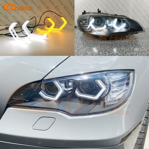 For BMW X6 E71 E72 X6M 2008-2014 Ultra Bright crystal Concept M4 Iconic Style LED Angel Eyes halo rings Day light