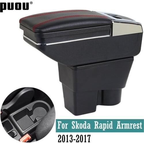 For Skoda Rapid 2013-2017 Rotatable ashtray Centre Console Storage Box Armrest box Cup holder Car-Styling decoration accessories
