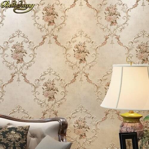 Beibehang European Carved Damascus wallpaper for walls 3 d mural Wallpaper for Living room Bedroom Floral 3D Wall paper Roll