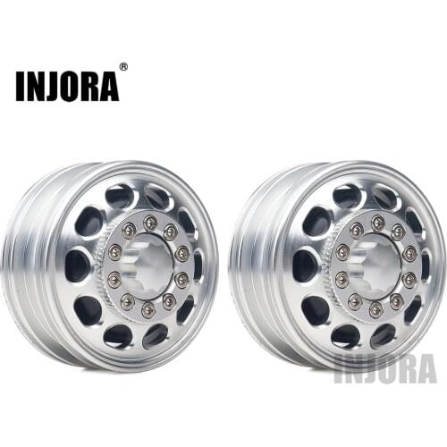 INJORA 2Pcs Metal Front Rear Wheel Rim Hub 10 Spoke for 1:14 Tamiya Tractor Truck RC Car Parts