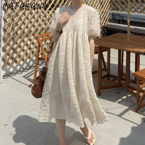 Matakawa Dress Set Fresh Sweet Gentle Green O Neck Puff Short Sleeve Pleated Doll Dress+spaghetti Strap Two Piece Set Women