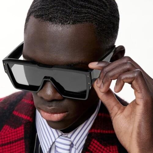 Square acetate oversize frame sunglasses for men driving style grey lens