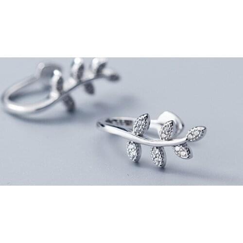 MloveAcc 100% 925 Sterling Silver Retro Leaves Clip Earrings for Women Authentic Original Brand Fine Silver Jewelry Gift
