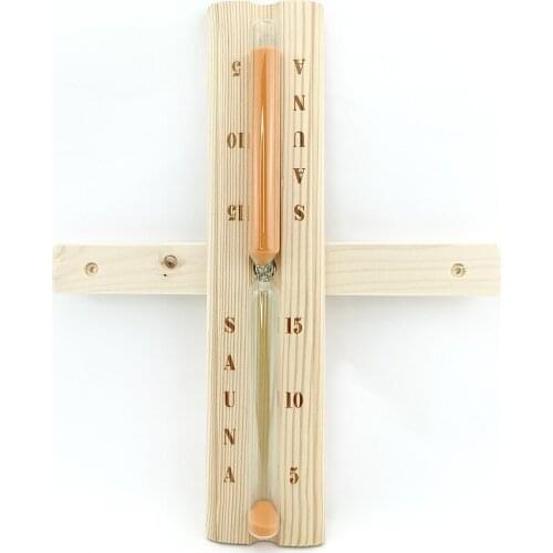 Wall-Mounted Rotating Sauna Wooden Hourglass Orange Sand Timer 15 Minutes