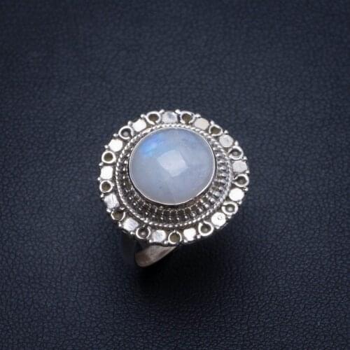 Natural Rainbow Moonstone Handmade Unique 925 Sterling Silver Ring, US size 6.75 T7653