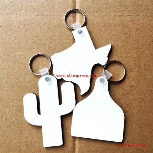 New style sublimation blank mdf wooden keychain cactus shape key ring hot transfer printing consumables 50pieces/lot
