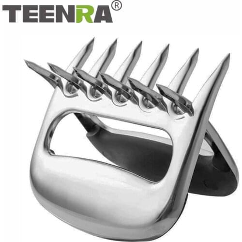 NRA 2 Pcs/Set Stainless Steel Bear Claw Non-stick Meat Shredder Claws BBQ Meat Claws BBQ Fork Food Meat Separator BBQ Tools