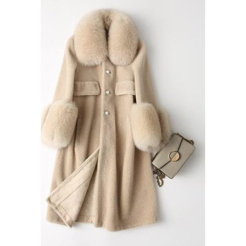 Autumn Winter Coat Women Clothes 2020 Real Fur Coat Fox Fur Hooded Wool Jacket Korean Vintage Sheep Shearling Women Tops ZT3680