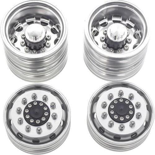 A pair RC Parts CNC Metal Wheel Hub Dump Truck Front /Rear Wheels Rim For 1/14 Tamiya RC car Dumping Truck