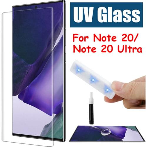 UV Glass Film for Samsung Note 20 Ultra 3D Curve Full Cover Liquid UV Tempered Glass Screen Protector for Galaxy Note 20+ Ultra