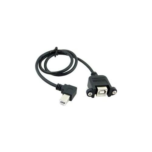 CYSM Right Angled USB B Male to Female Extension Cable w Screw for Panel Mount 1.0m