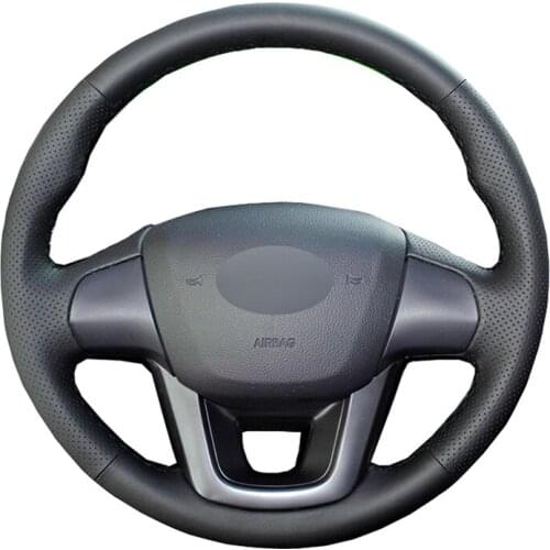 Hand Sewing Car Steering Wheel Cover Leather Suede Wrap Volant Braid For Kia K2 Rio 2011 2012 2013 2014 2015 2016 Funda Volante