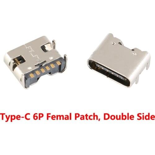 SMD USB-3.1 Socket Type-C Female 6P Simple 4 pin High Current Fast
