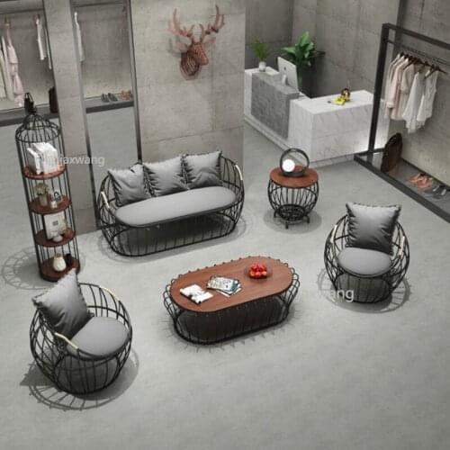 Modern Simple Industrial Sofa Chair BAR Room Parlor Rest Area Single Sofa Wrought Iron Single Makeup Chair Living Room Furniture