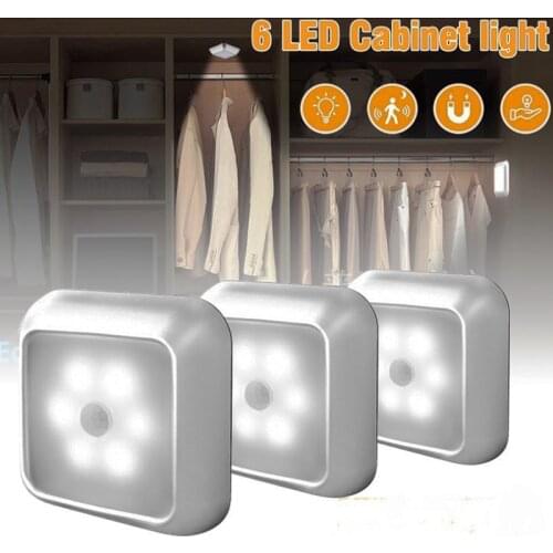 LED Night Light Motion Sensor Warm White Battery Powered Magnetic Installation Night Lamp For Stairs Cabinet Restroom Bedroom