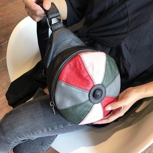 Street Panelled Colors High Pu Leather Chest Bag Cap Style Hip Hop Women Softshell Shoulder Bag Casual Packing Crossbody Bags