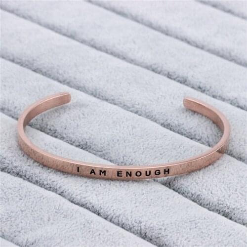 Inspirational Jewelry I Am Enough Bracelets Friendship Stainless Steel Bangle Anxiety Stress RELIEF Bracelets pulseiras feminina