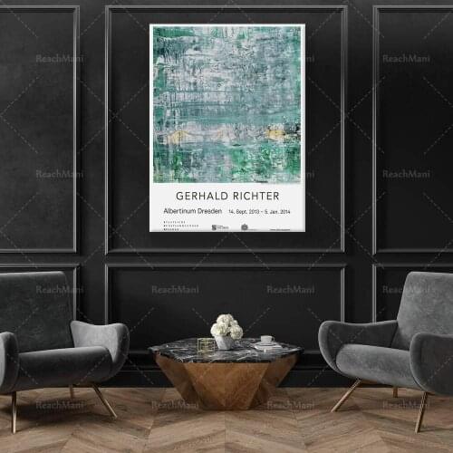 Gerhard Richter Exhibition Poster, Gerhard Richter Art Print, Teal Aqua Abstract Wall Art Print, Digital Download, Richter Pain