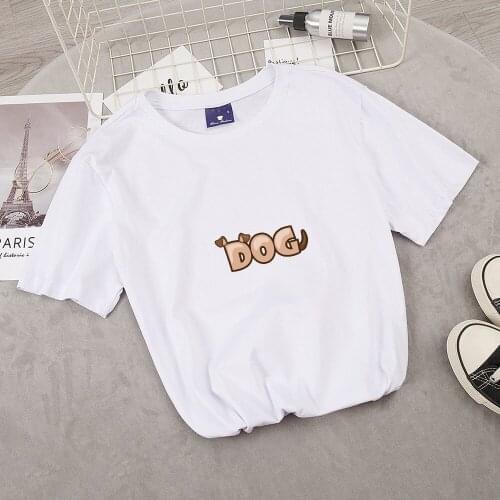 New Plus Size S-3XL Dog Letter Print T-Shirt Harajuku Punk TShirt High Quality Crew Neck Short Sleeve Summer T-Shirt for Women
