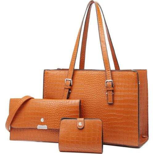 New Fashion Alligator Women Handbags High Quality Ladies Shoulder Bags Pu Leather Female Girl Luxury Brand Composite Bag 3 Pcs