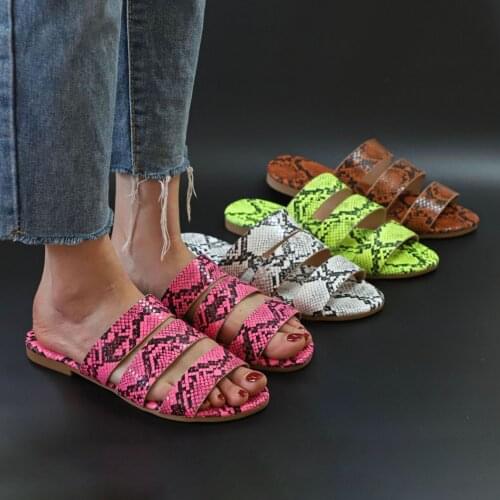 Womens Sandals Leopard Snake Print Shoes Casual Animal Prints Outside Slippers Flat Buckle Slippers Womens Hot Large size 4142