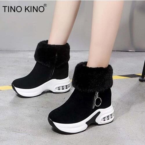 Women Snow Boots Ladies Shoes Winter Plush Warm Internal Increase Platform Female Ankle Boots Zipper Fashion Shoe Woman New