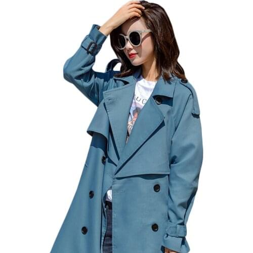 Windbreaker Coats Long Double-breasted Overcoat 2020 Spring Autumn Coat Women Trench Coats Korean Loose Casual Ladies Outerwear