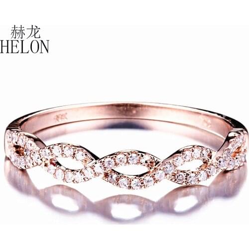 HELON Diamond Ring Solid 10K Rose Gold Trendy Fine Jewelry Engagement Natural Diamond Ring Women Birthday Anniversarry Best Gift