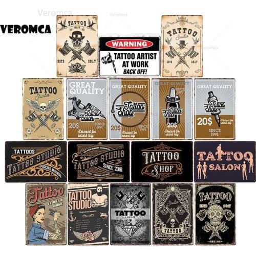 Tattoo Sign Plaque Retro Metal Vintage Tattoo Shop Poster Decoration Cafe Pub Wall Stickers Vintage Decorative Home Decor 20X30