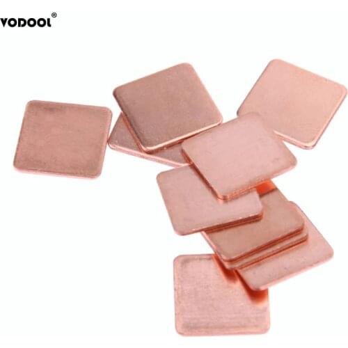 10pcs 20mm x20mm 0.3mm/0.5mm//0.8mm/1mm/1.2mm Heatsink Copper Shim Thermal Pads for Laptop CPU GPU Heatsink Cooling System