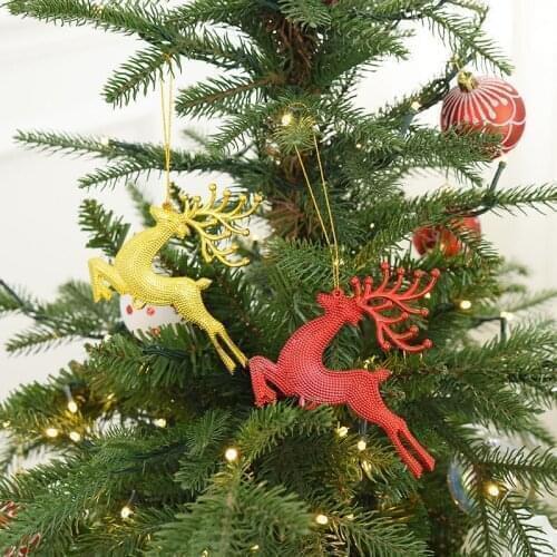 3PCS/Lot Gold & Silver Cute Elk Christmas Tree Pendant Ornaments For Home Christmas Party Decorations DIY Kids Gifts Supplies