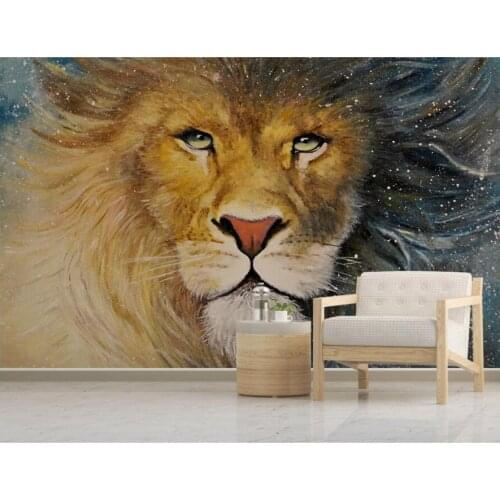 Custom photo 3d wallpaper European-style hand-painted oil painting golden lion home decor 3d wall murals wallpaper for walls 3 d