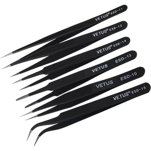 6Pcs Anti-Static Different Size Vetus ESD Tweezers ESD10 to ESD15