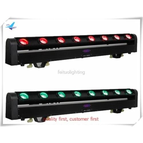 8pcs/lot Super Beam 8x10w Sweeper LED Moving Head RGBW 4 in 1 Rotation Strip DJ Lighting Party Disco LED Beam Light