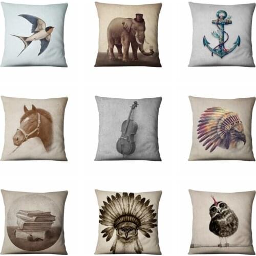 Almofadas Decorativas Para Sofa American Retro Old Pillowcase Owl Panda Cushion Decorative Pillow Home Decor Sofa Throw Pillow