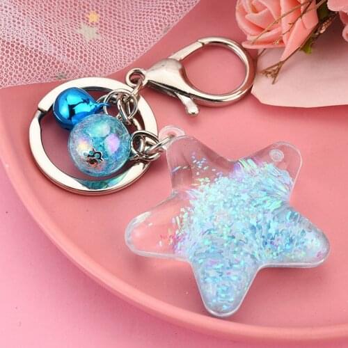 Acrylic Five-pointed Star Keychain Cute Unicorn Milk Floating Keyring for Car Key Chain Bag Pendant Keyfob Gift купить брелок