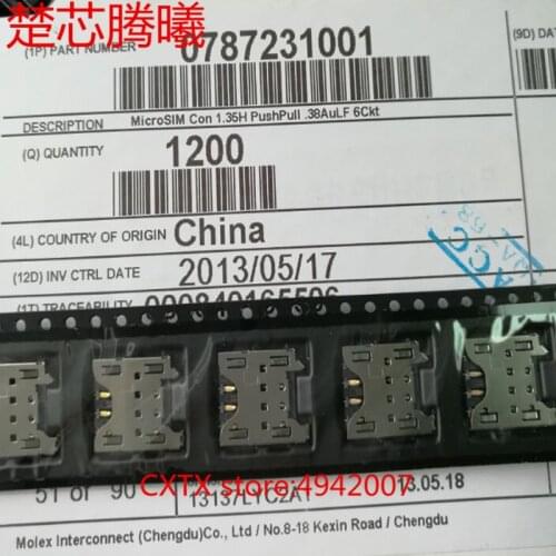CHUXINTENGXI 0787231001 MOLEX For Blackberry Q10 Sim Card Reader Connector Socket Holder Slot NEW Original SIM SD Card Reader