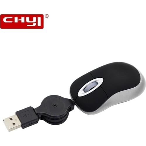 CHYI 3D Mini Mouse Retractable Line USB Optical Computer Small Mouse Kids Wired Mice Gifts For PC Laptop Dropshipping