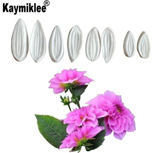 Dahlia Silicone Veiner Mold Cake Decorating Fondant Impression Flower Mold Sugarcraft Cake Mold M2157