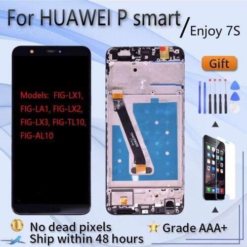 For HUAWEI P smart/Enjoy 7S FIG LX1 LA1 LX2 LX3 TL10 AL100 LCD screen assembly with front case touch glass, original Black White