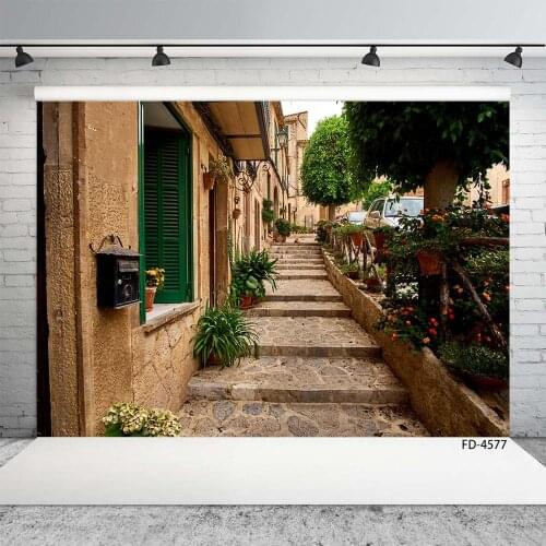 Staircase near House Photography Backdrops Customized Photo Backgrounds for Children Baby Portrait Photoshoot Photo Studio