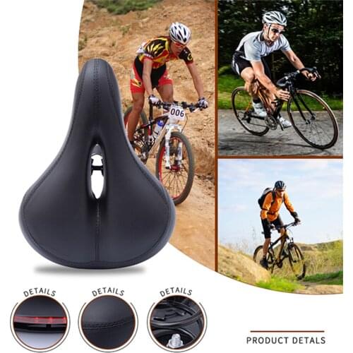 JANQI PP plastic Breathable PU Soft Seat 280mm*210mm Bicycle Cushion Mountain Bike Racing Saddle City Bike Saddles with Light