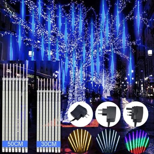 Cascading Christmas Lights Meteor Shower Rain Lights Halloween Raindrop Light Waterproof Falling Rain Fairy Lights Holiday Decor