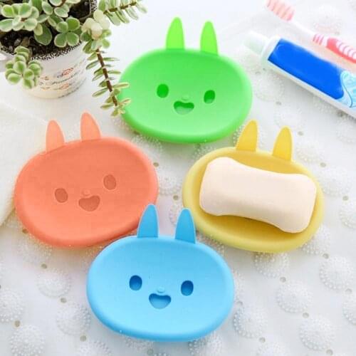 Lovely Cartoon Rabbit Bathroom Soap Dish Box Double Layer Multi-functional Household Soap Container Draining Holder Rack