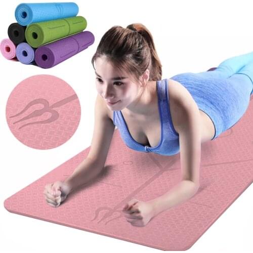 TPE Yoga Mat With Position Line 1830*610*6mm Thick Non-Slip Mat Sports Fitness Mats For Exercise Gymnastics And Pilates Mats