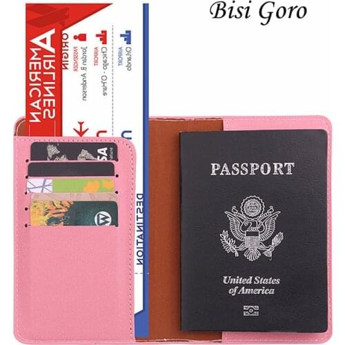 BISI GORO Travel Passport Cover Leather Passport Holder Women Men Travel Credit Card Holder Travel ID Document Passport Bag