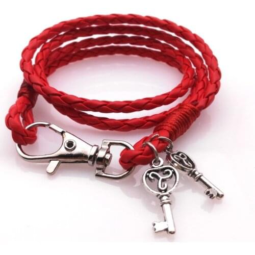 Simple Handmade Boho Hippie Black Brown Red Blue Khaki Hot Braid Macrame Leather Easy Lock Unisex Layered Bracelets