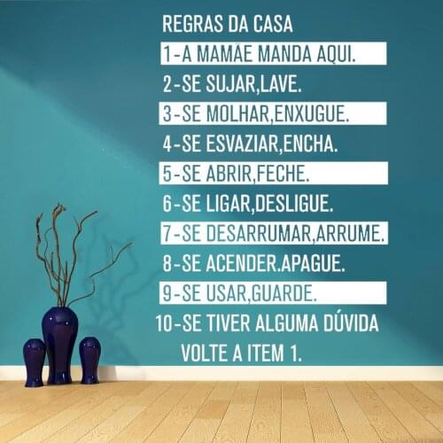 Creative Home Decoration Portuguese Language House Rules Wall Art Decals Removable Family Rule Stickers Poster Decor HY1997