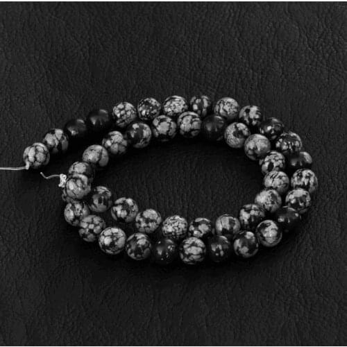 Natural Top Quality Alabaster Stone 6/8/10 mm Snowflake Glaze Round Beads Gem Accessories Jewelry For Making DIY Bracelets Gift